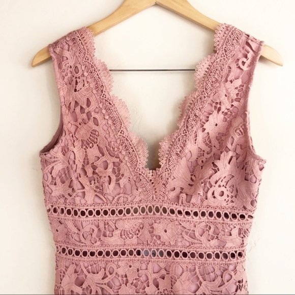 Revolve J.O.A Open Back Pink Lace Mini Dress - Picture 4 of 7